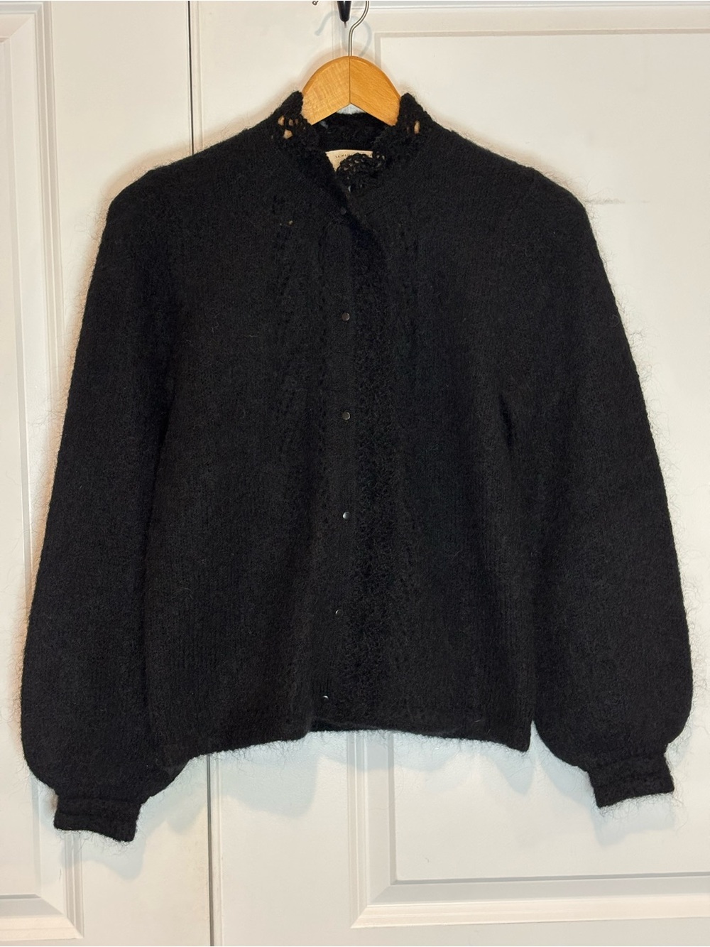 NWT Sezane Angie Kid Mohair Cardigan Sweater Black S - Picture 2 of 10